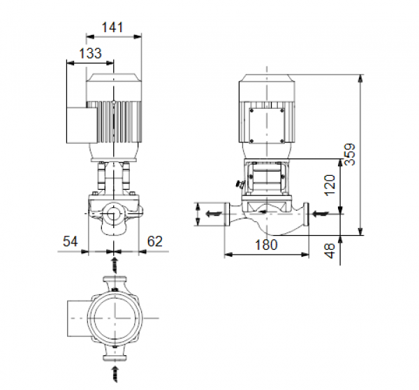 Габариты центробежного насоса Grundfos TP 32-80/2 R BQQE